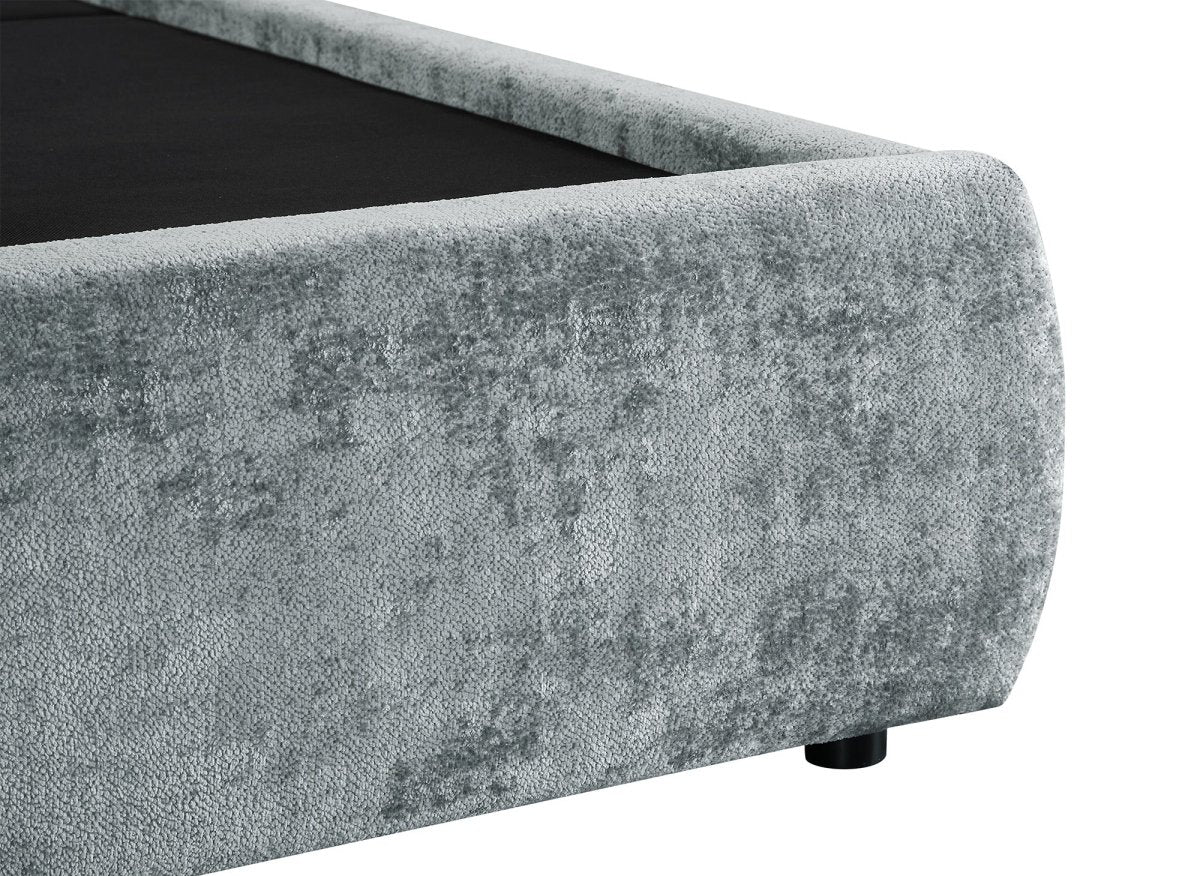 Lit coffre en tissu bouclette doux gris 160x200 cm NOAH - DécoInParis