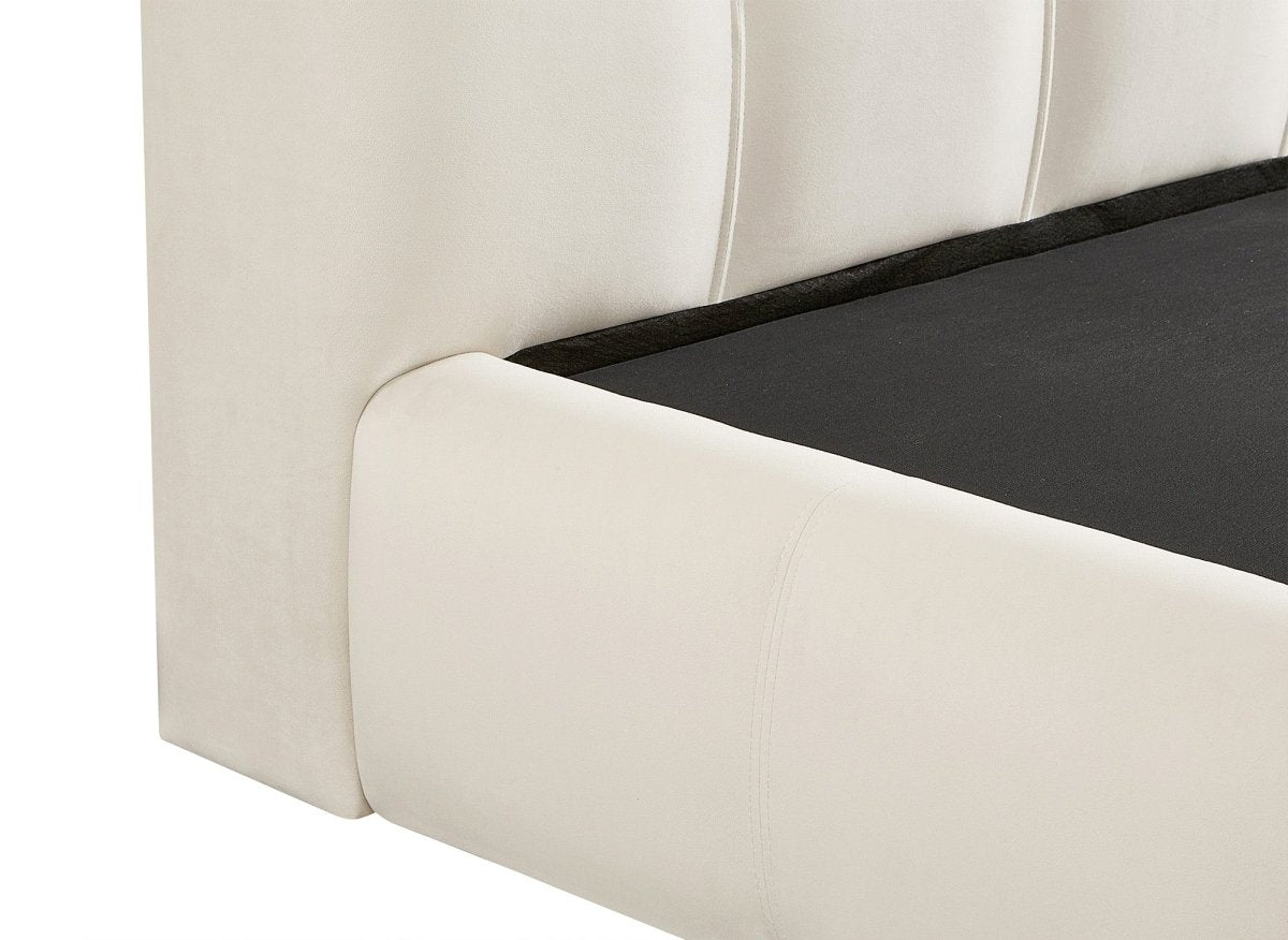 Lit coffre en velours beige 160x200 cm GEORGINA - DécoInParis