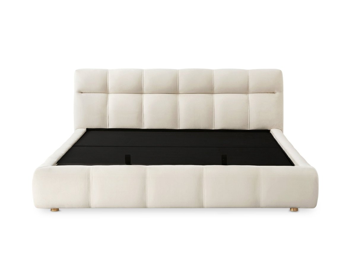Lit coffre en velours beige 180x200 cm GEORGINA - DécoInParis