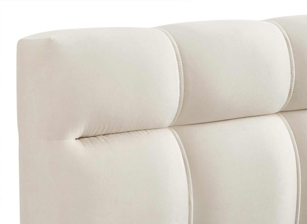 Lit coffre en velours beige 180x200 cm GEORGINA - DécoInParis