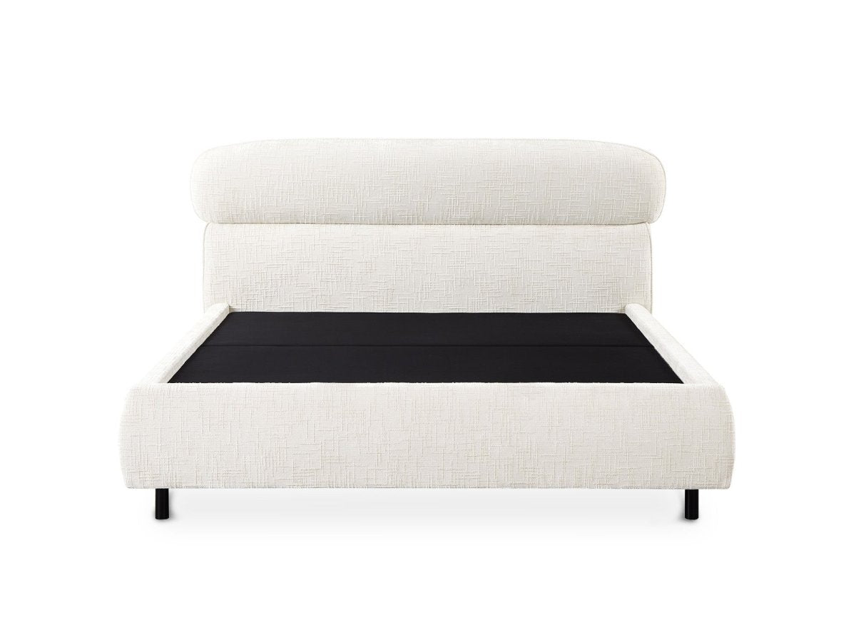 Lit coffre en velours chiné beige 140x190cm MELO - DécoInParis