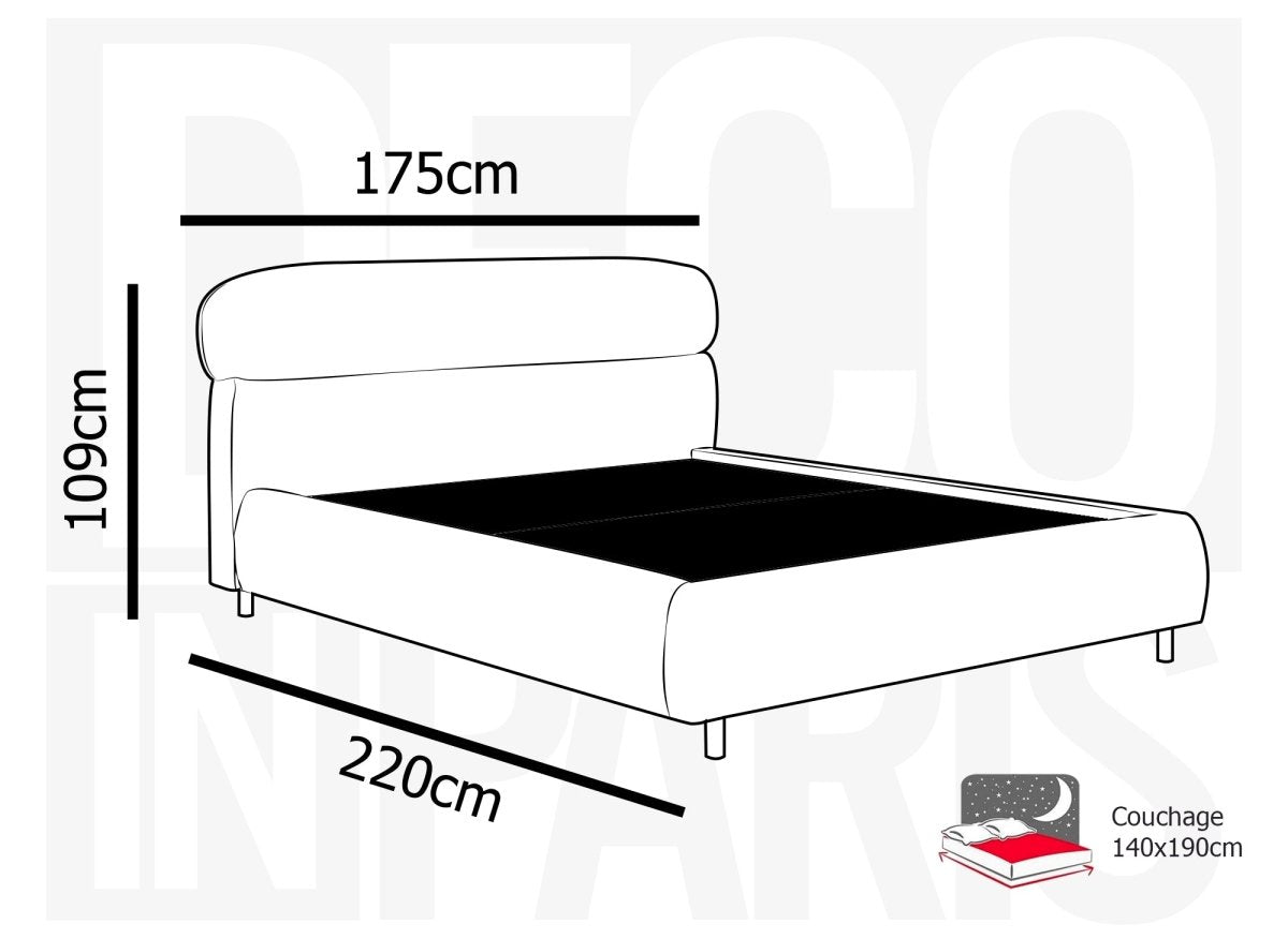 Lit coffre en velours chiné beige 140x190cm MELO - DécoInParis