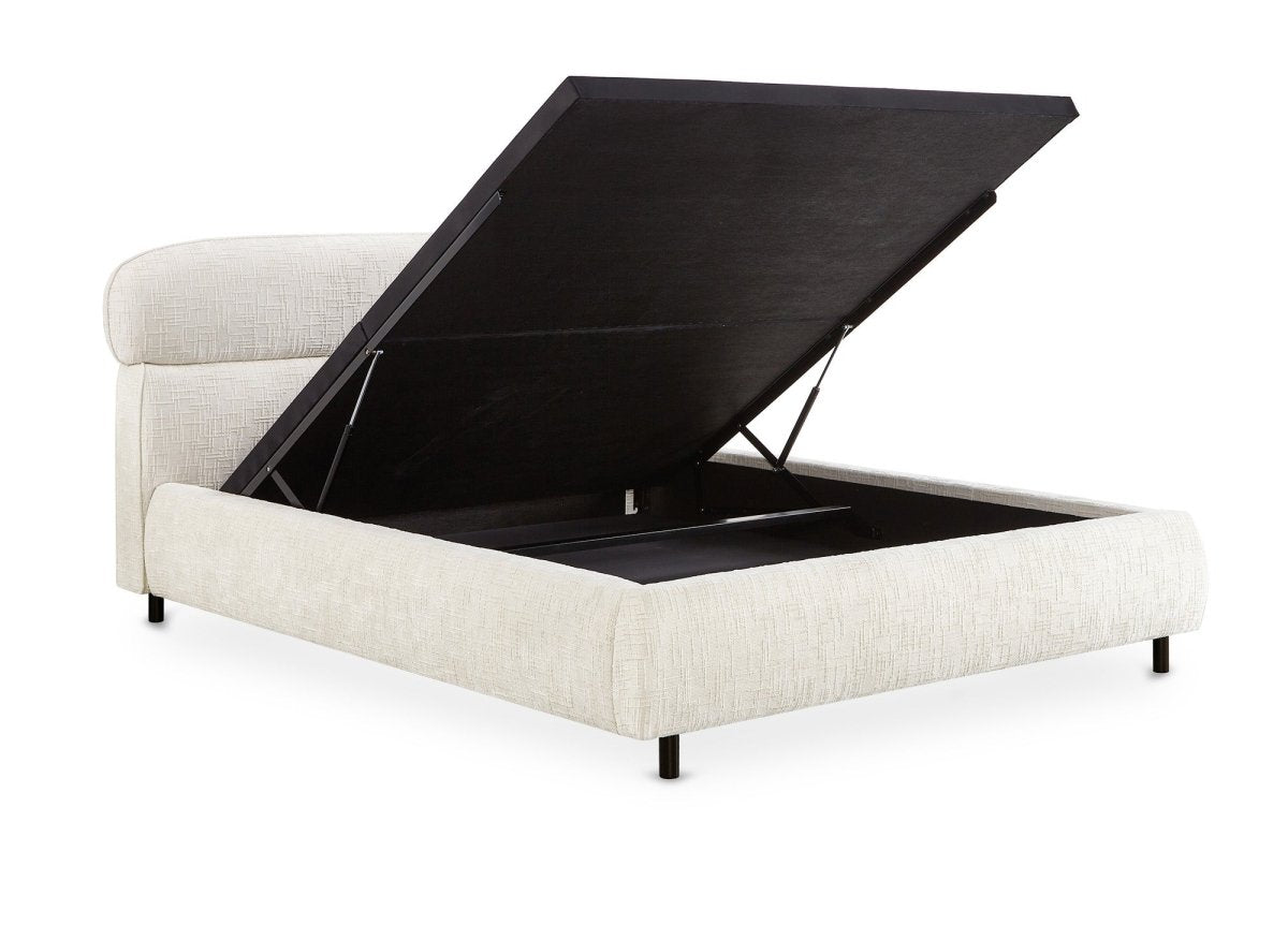 Lit coffre en velours chiné beige 140x190cm MELO - DécoInParis