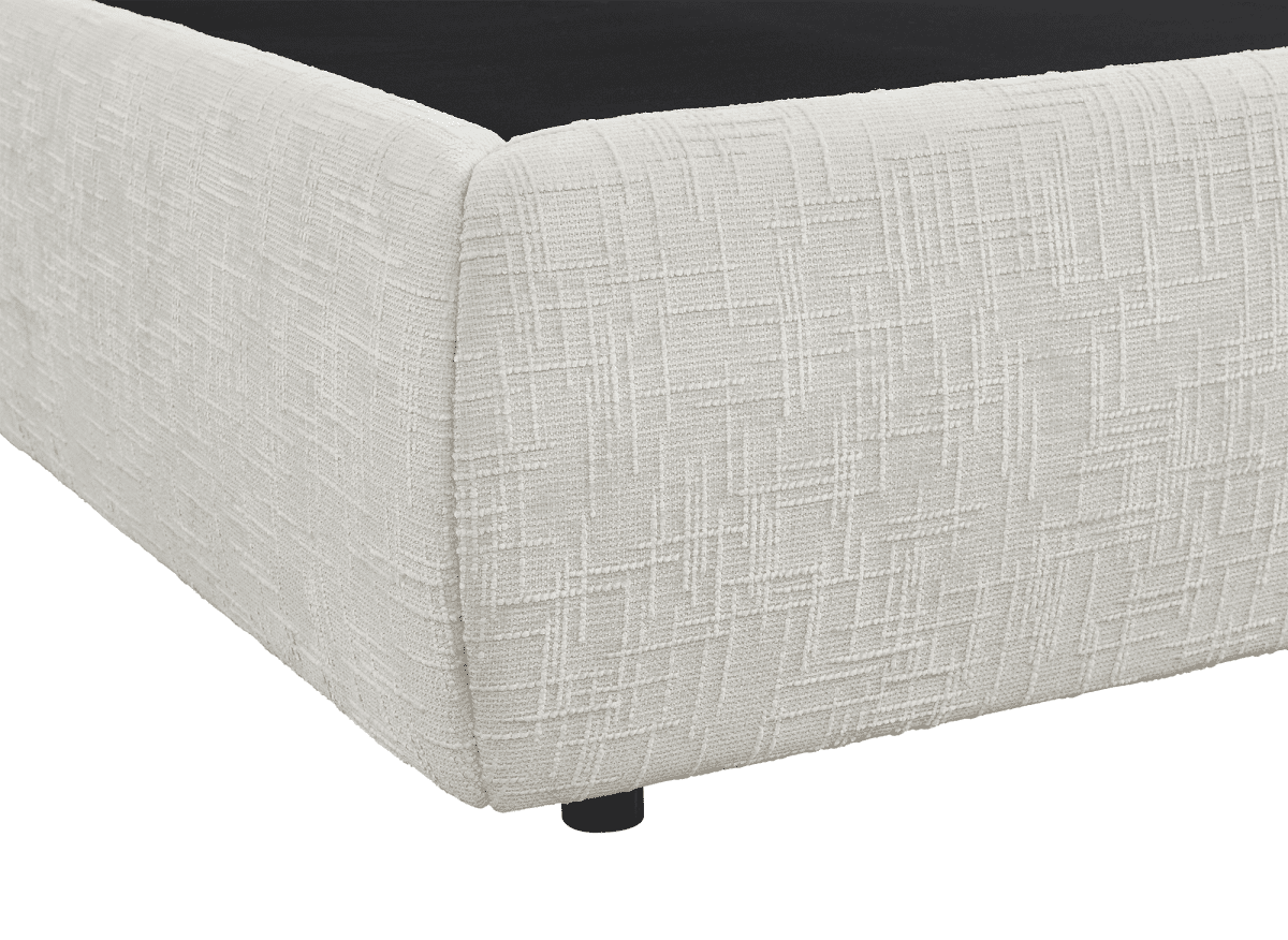 Lit coffre en velours chiné beige 180x200 cm MELY - DécoInParis