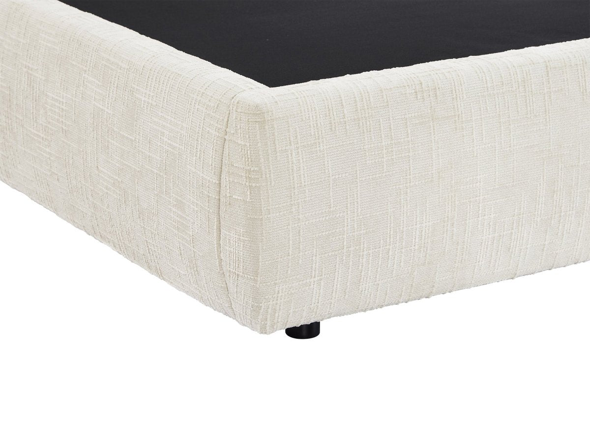 Lit coffre en velours chiné beige 180x200 cm MILENA - DécoInParis