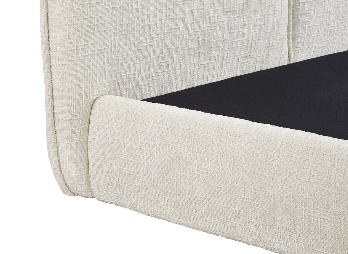 Lit coffre en velours chiné beige 180x200 cm MILENA - DécoInParis