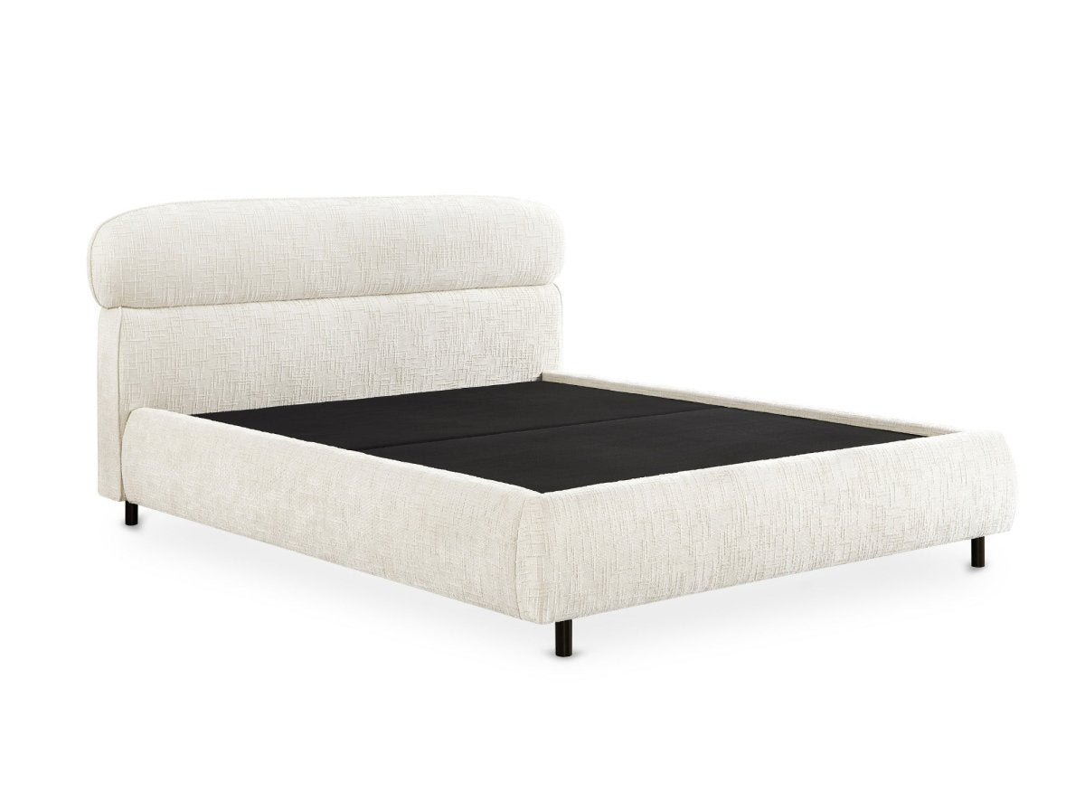 Lit coffre en velours chiné beige 180x200cm MELO - DécoInParis