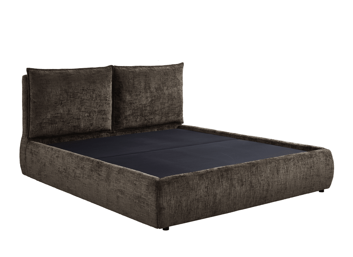 Lit coffre en velours chiné marron 180x200 cm MELY - DécoInParis