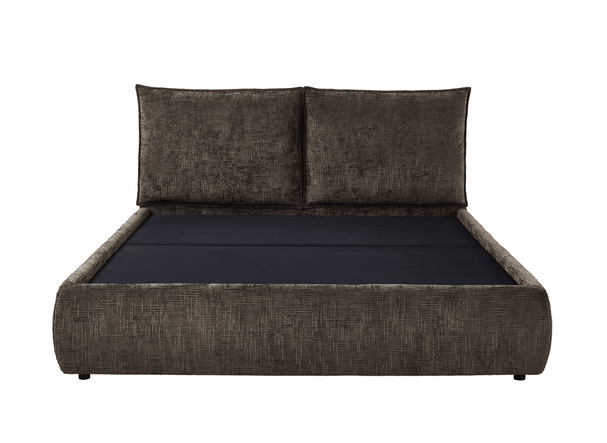 Lit coffre en velours chiné marron 180x200 cm MELY - DécoInParis