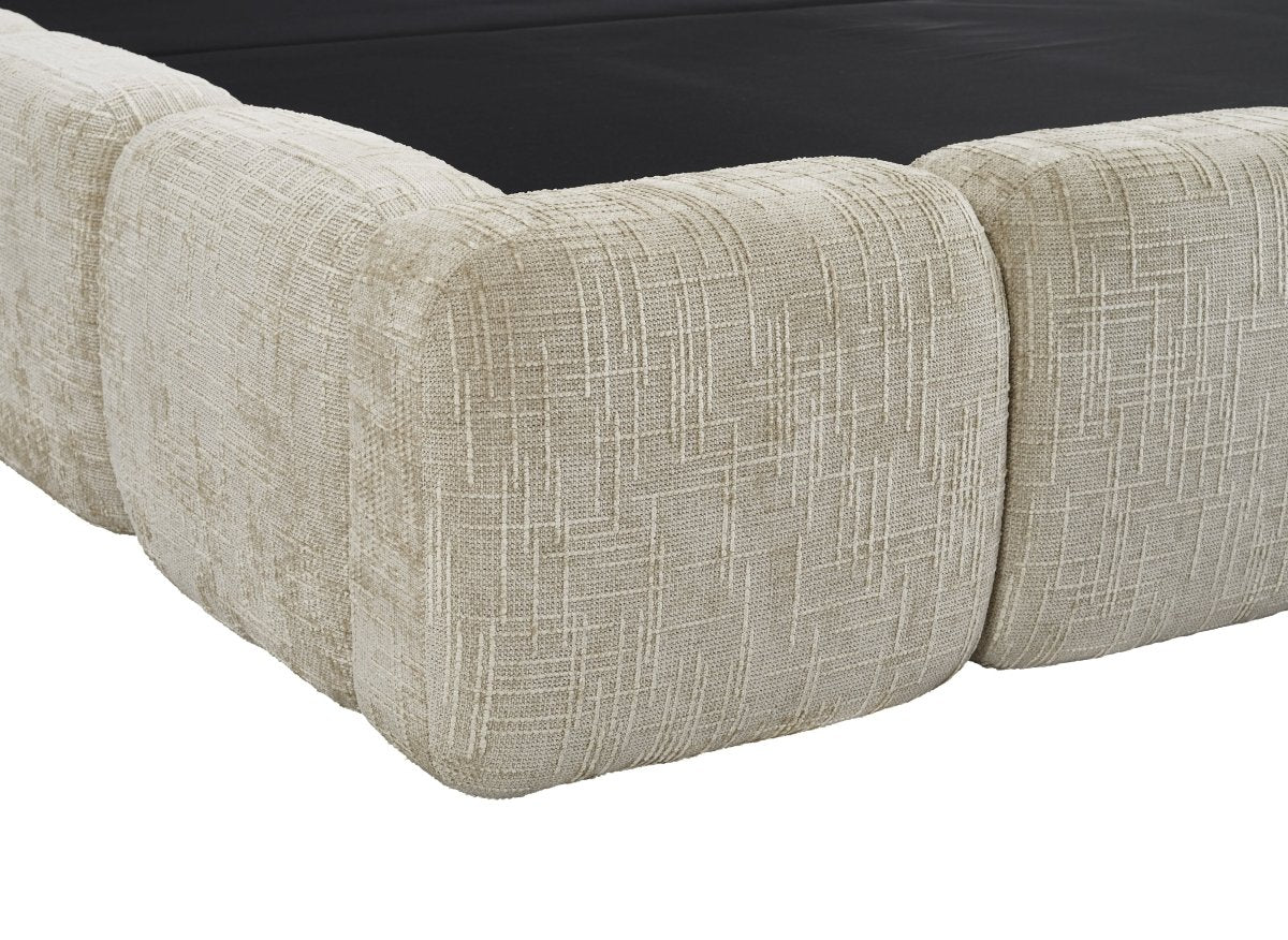 Lit coffre en velours chiné taupe 160x200 cm BUBBLE - DécoInParis