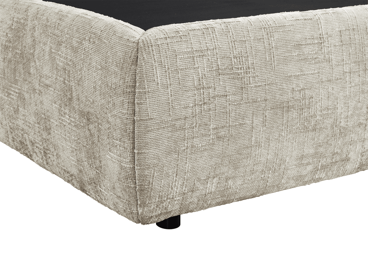 Lit coffre en velours chiné taupe 160x200 cm MELY - DécoInParis