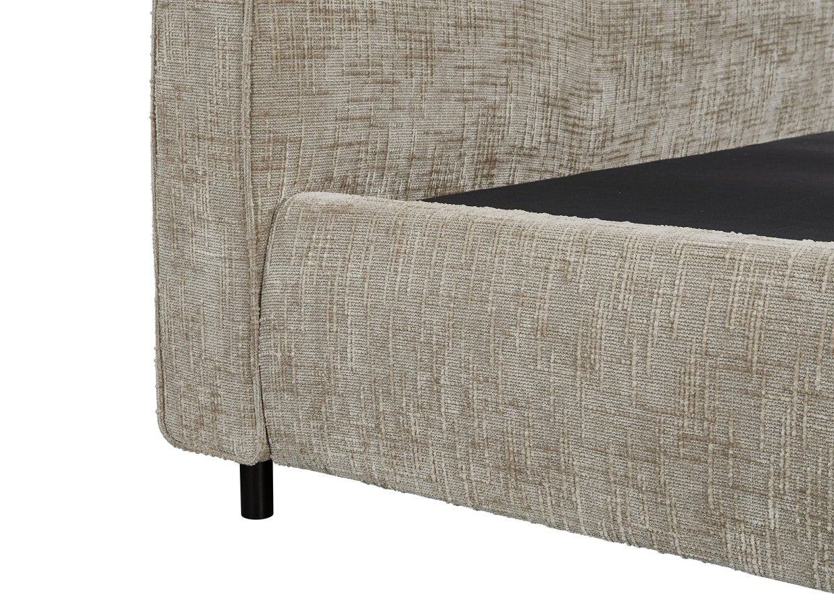 Lit coffre en velours chiné taupe 160x200cm MELO - DécoInParis