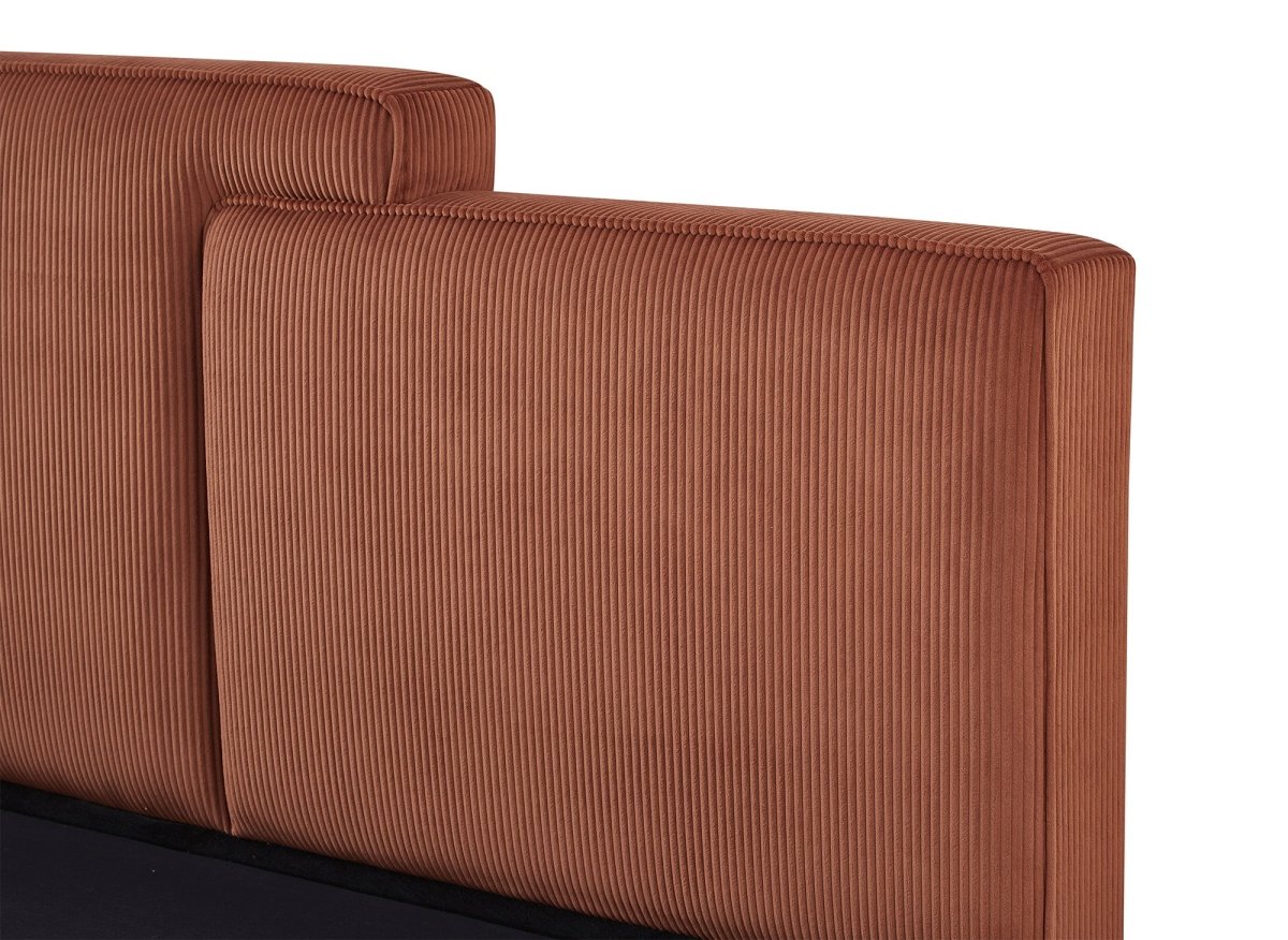 Lit coffre en velours côtelé terracotta 160x200 cm ZELIA - DécoInParis