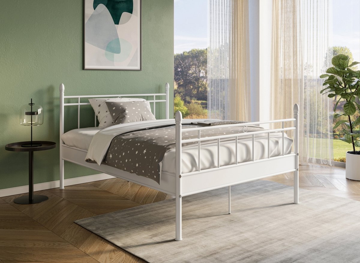 Lit double en métal blanc KADY 160 x 200 cm - DécoInParis