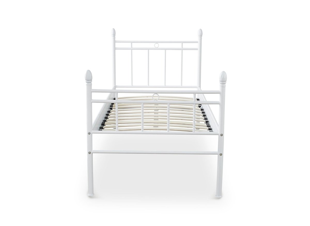 Lit simple en métal blanc KADY 90 x 190 cm - DécoInParis