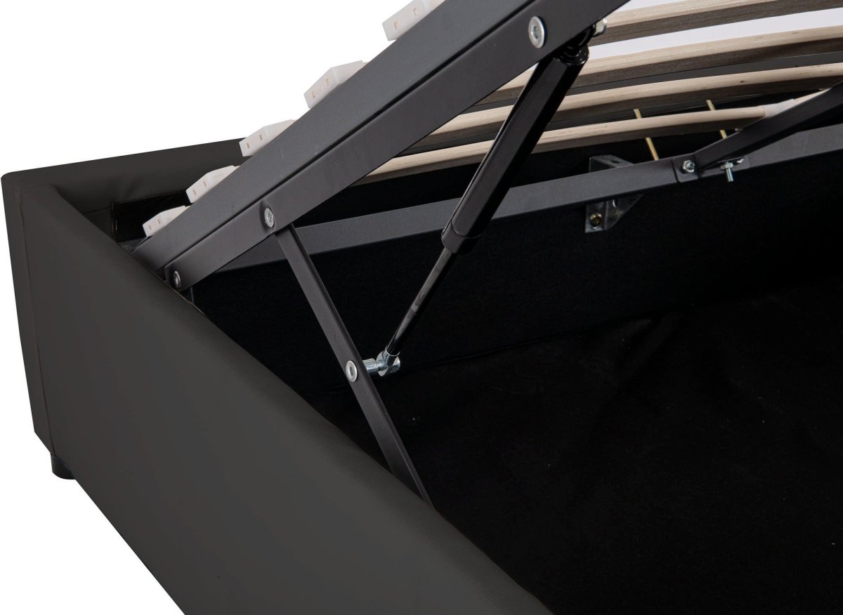 Lit sommier relevable avec coffre en simili cuir noir 180x200 cm LIZBAN - DécoInParis