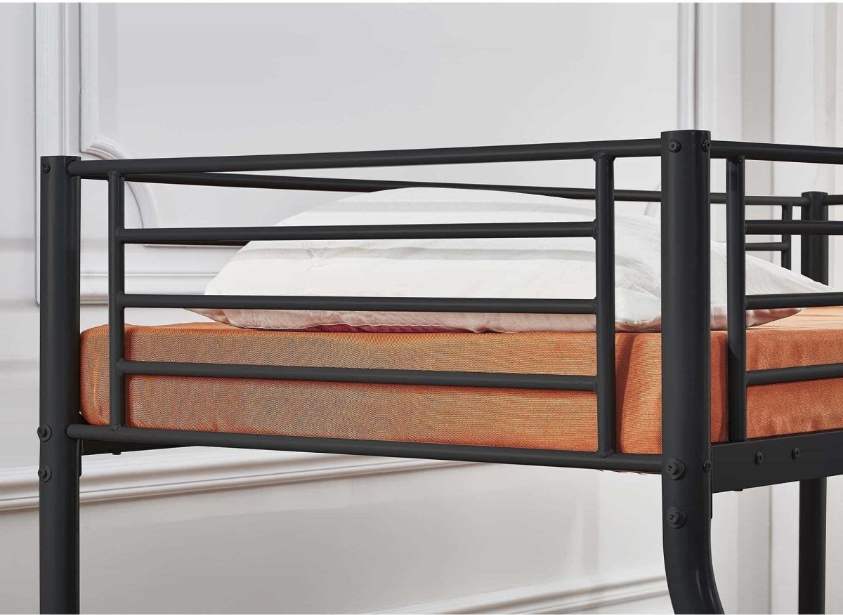 Lit superposé 3 places en métal noir 90 x 190 cm et 140 x 190 cm TRINITY - DécoInParis