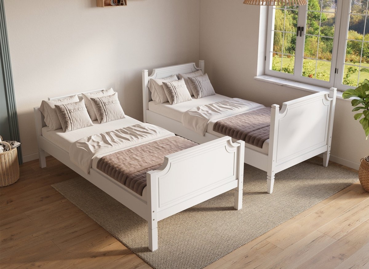 Lit superposé séparable en bois blanc PAULINE 90 x 190 cm - DécoInParis