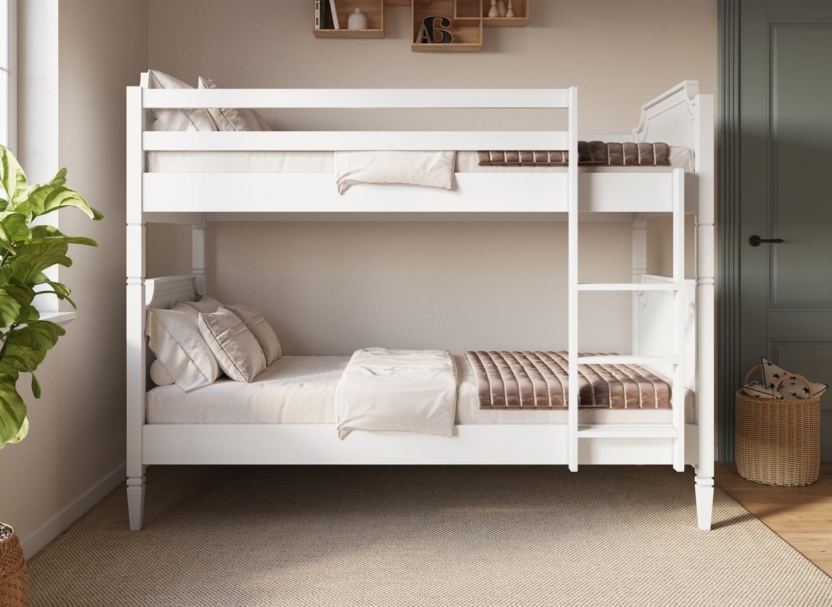 Lit superposé séparable en bois blanc PAULINE 90 x 190 cm - DécoInParis