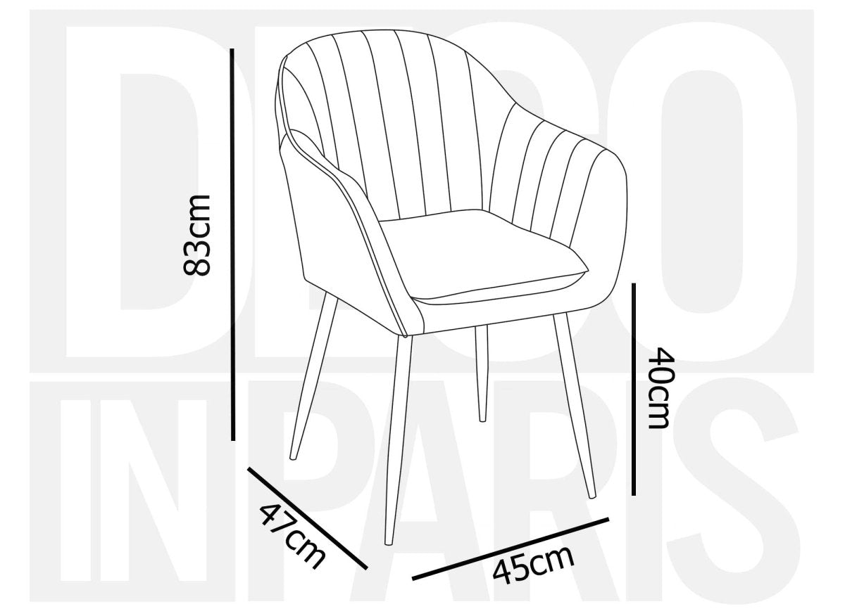 Lot de 2 chaises avec accoudoirs en velours bleu EDWIGE - DécoInParis