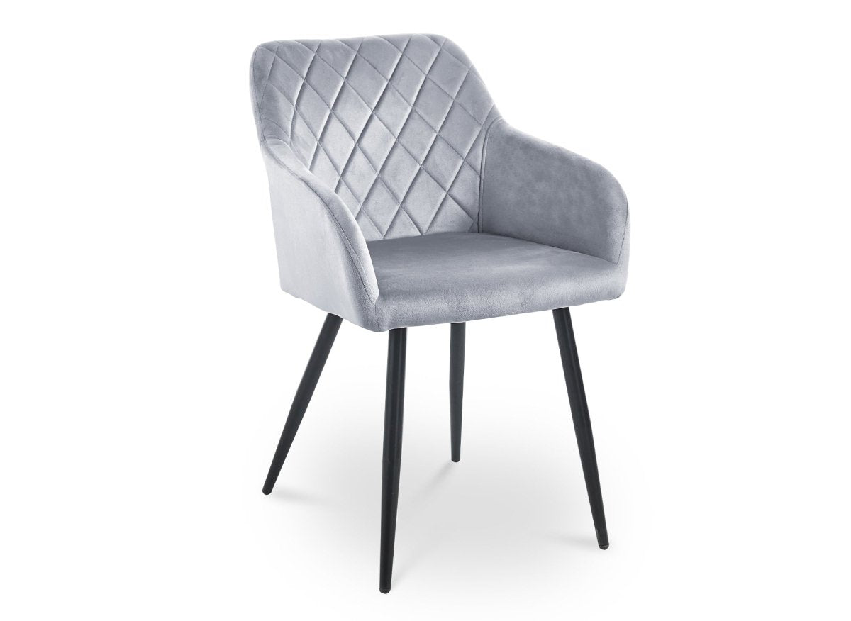 Lot de 2 chaises avec accoudoirs en velours gris KANA - DécoInParis