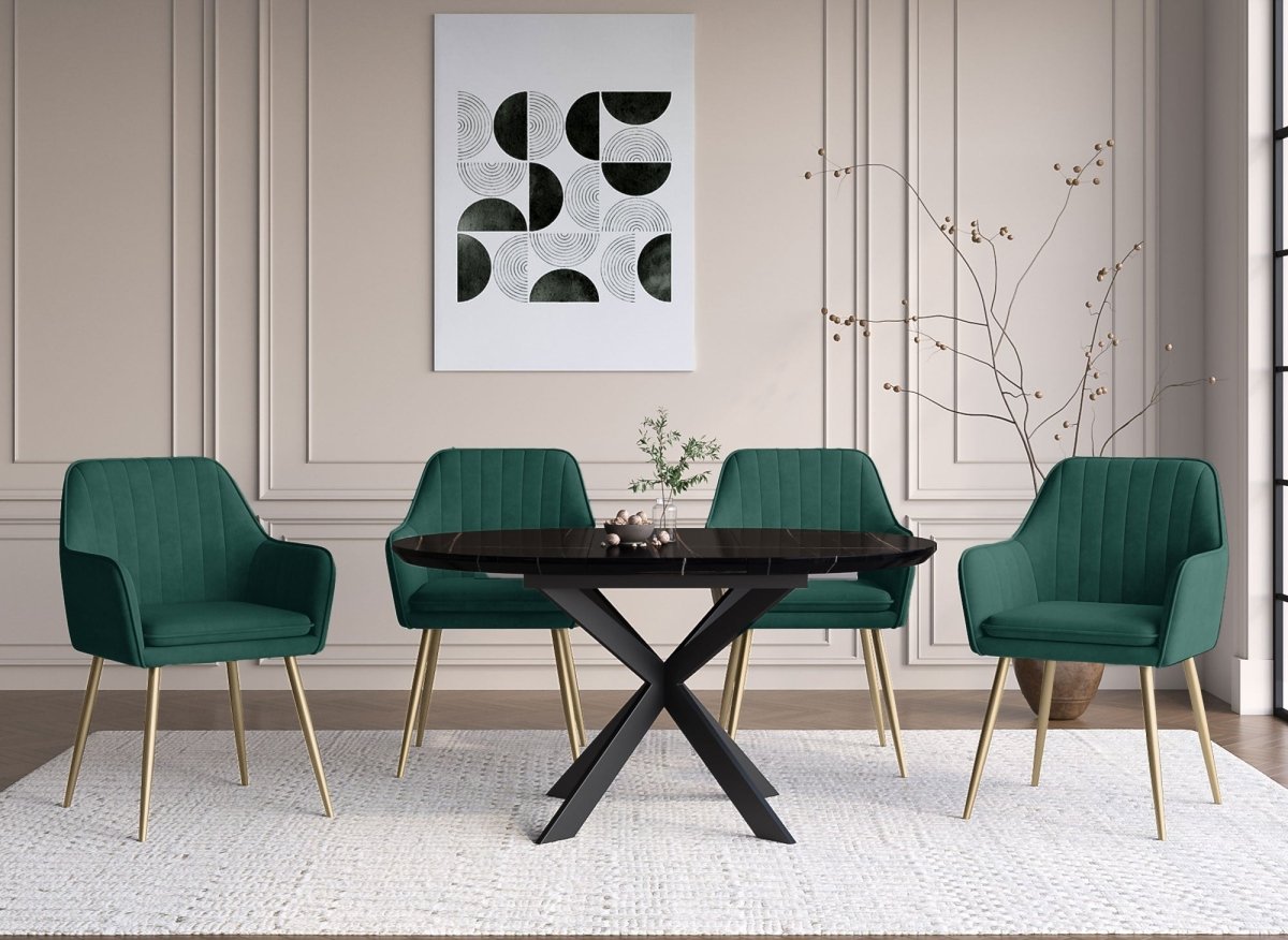 Lot de 2 chaises avec accoudoirs en velours vert EDWIGE - DécoInParis