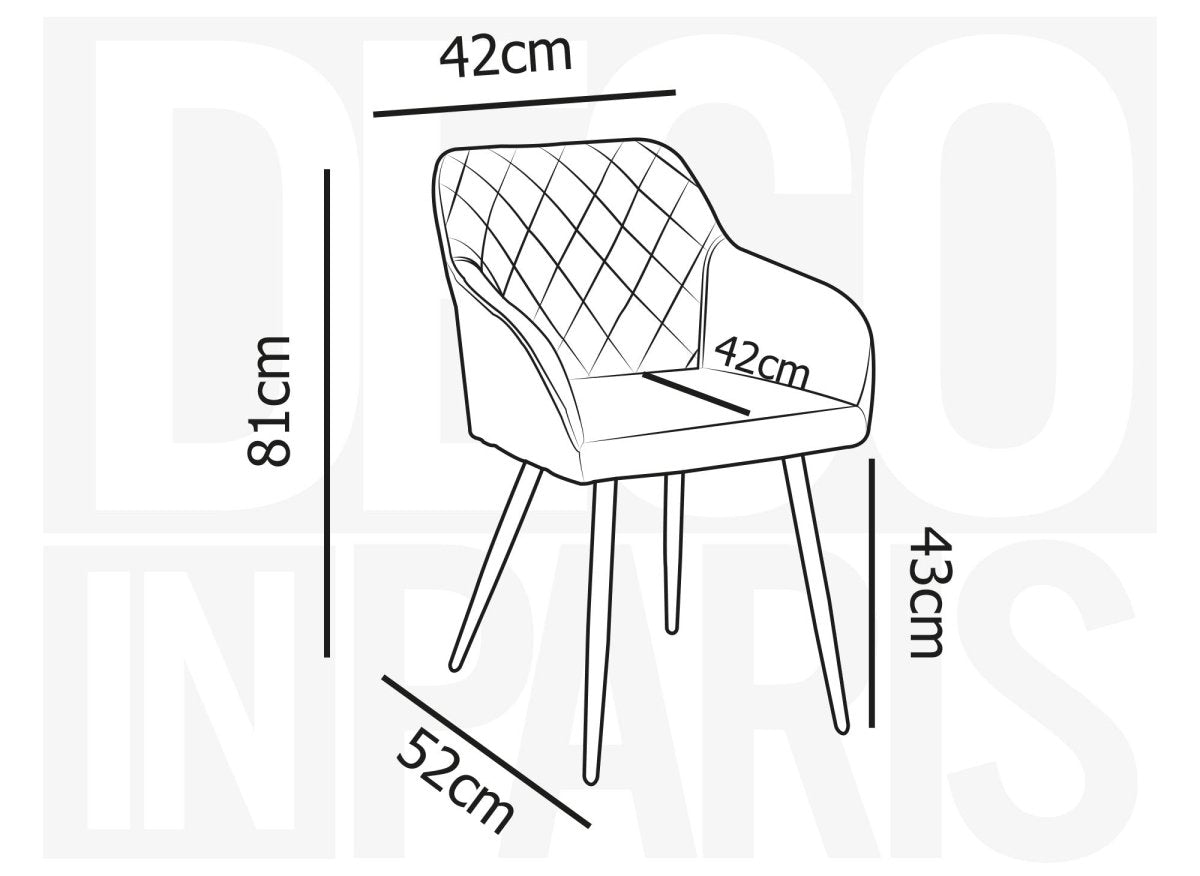 Lot de 2 chaises avec accoudoirs en velours vert KANA - DécoInParis