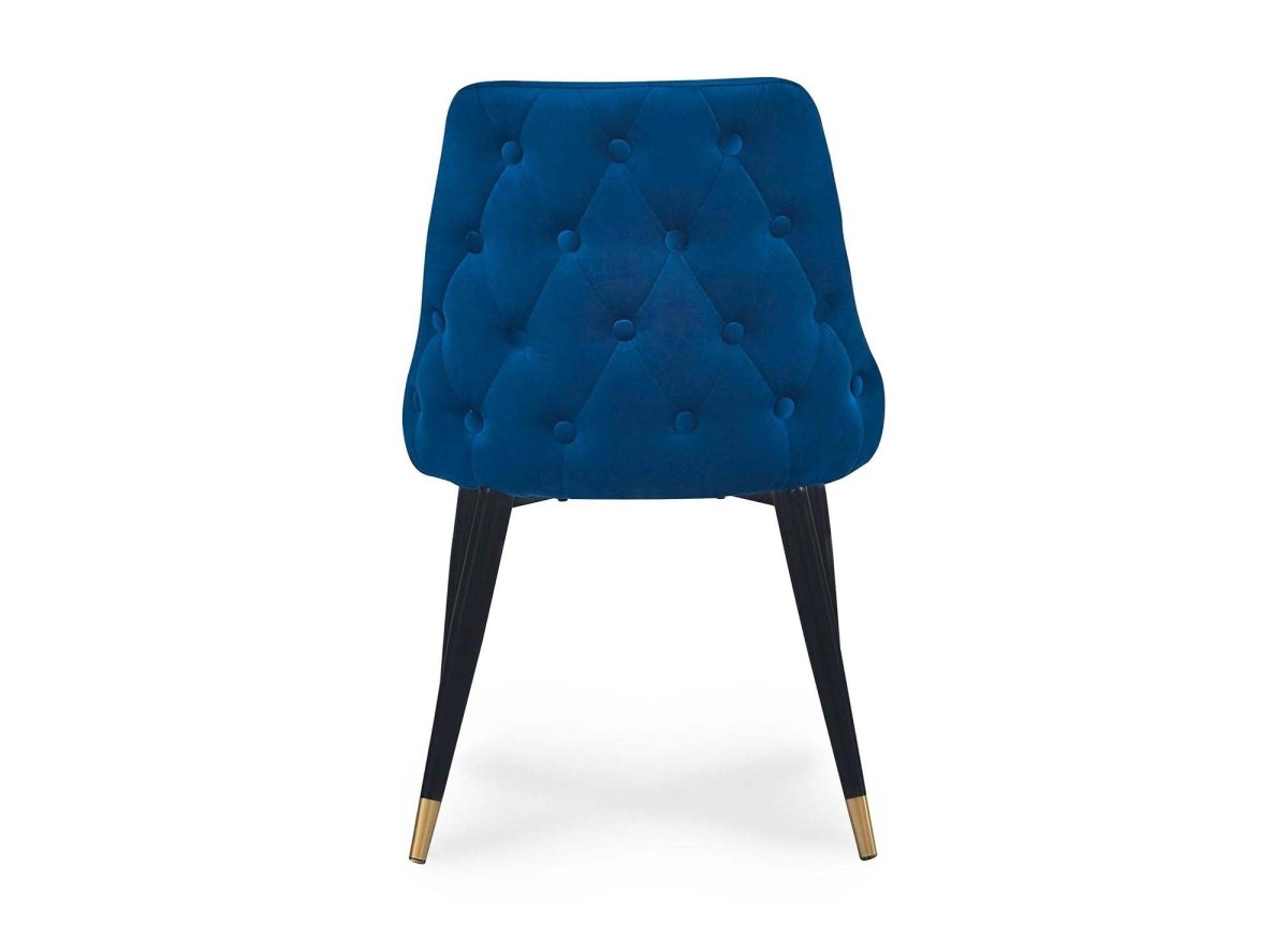 Lot de 2 chaises capitonnées en velours bleu DORINA - DécoInParis
