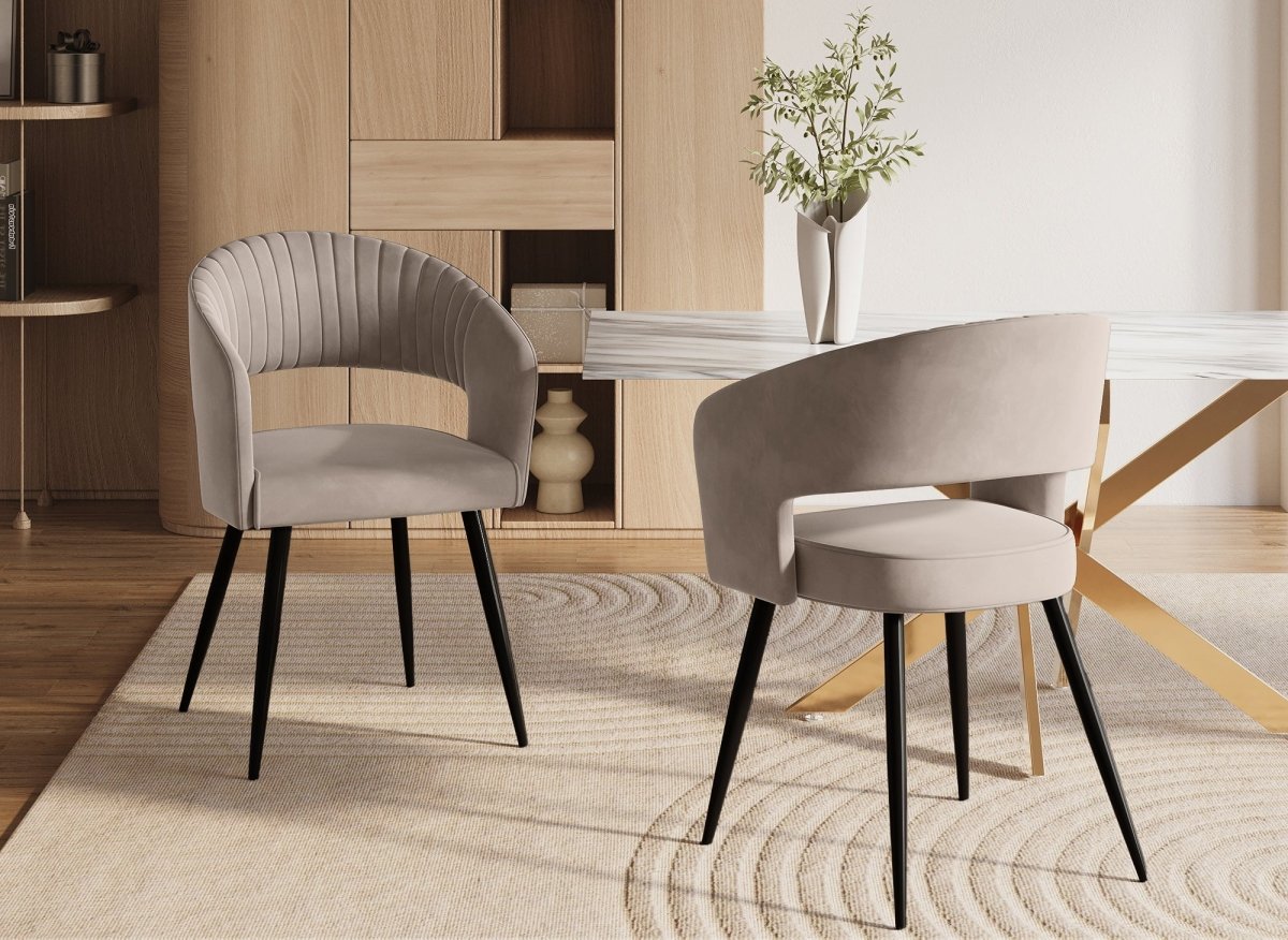 Lot de 2 chaises design en velours beige GLORIA - DécoInParis