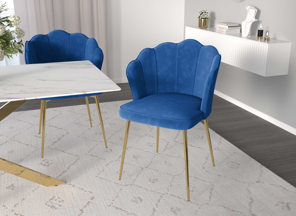 Lot de 2 chaises design en velours bleu GARANCE - DécoInParis