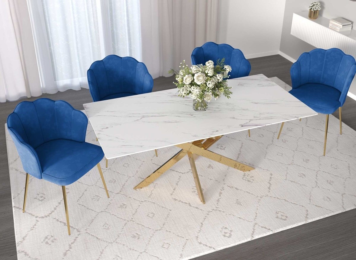 Lot de 2 chaises design en velours bleu GARANCE - DécoInParis