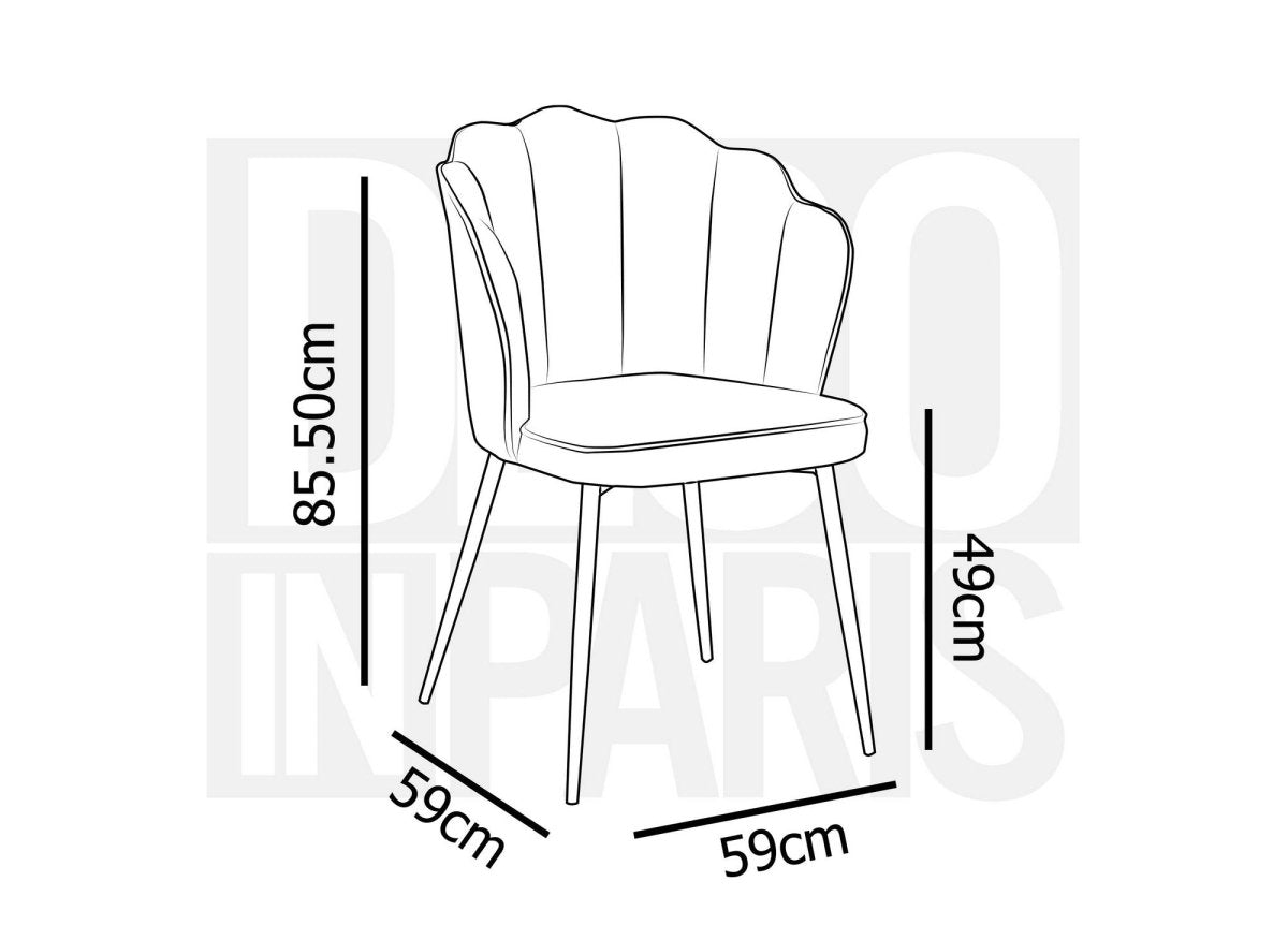 Lot de 2 chaises design en velours bleu pieds noirs GARANCE - DécoInParis