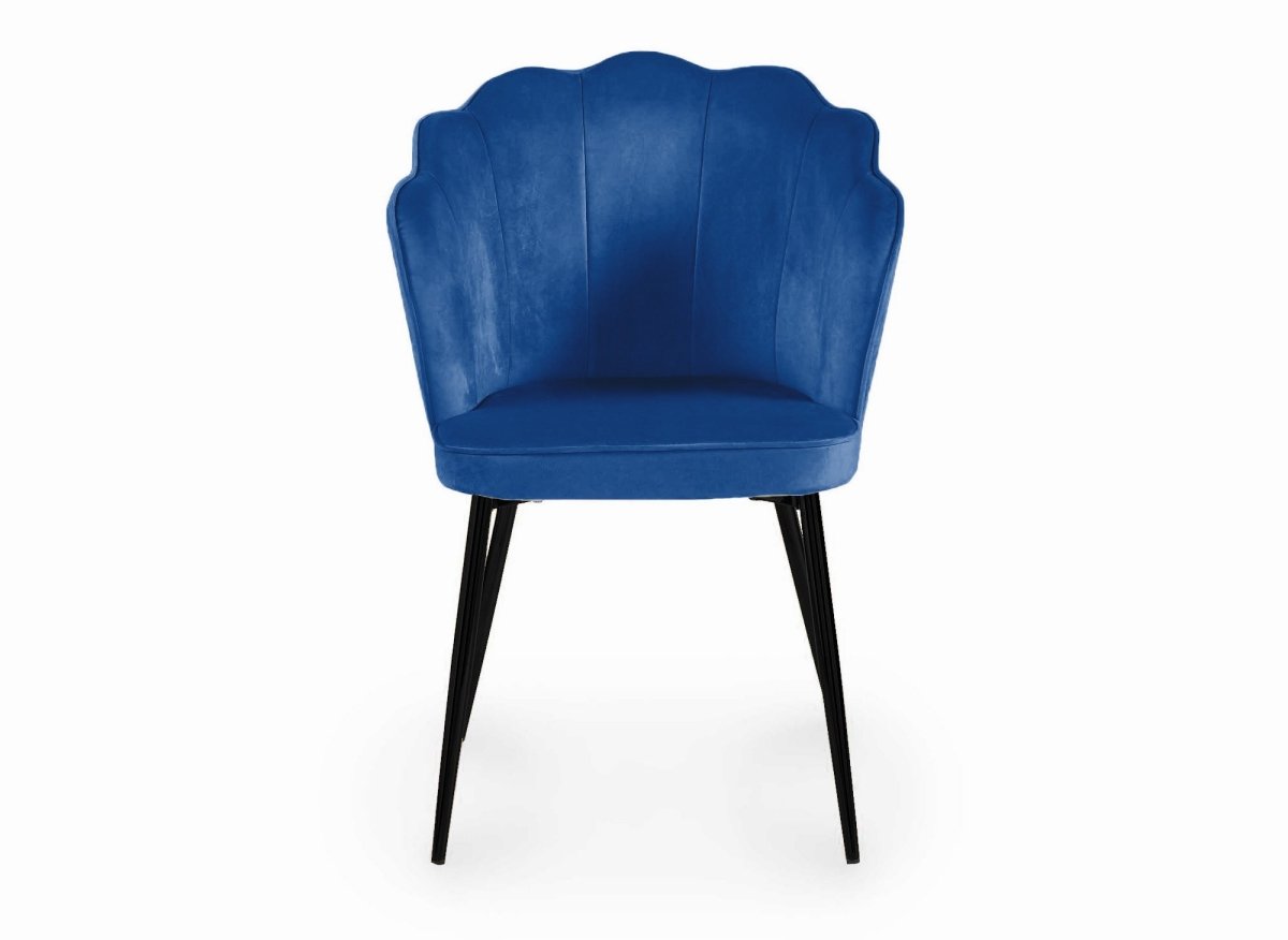 Lot de 2 chaises design en velours bleu pieds noirs GARANCE - DécoInParis