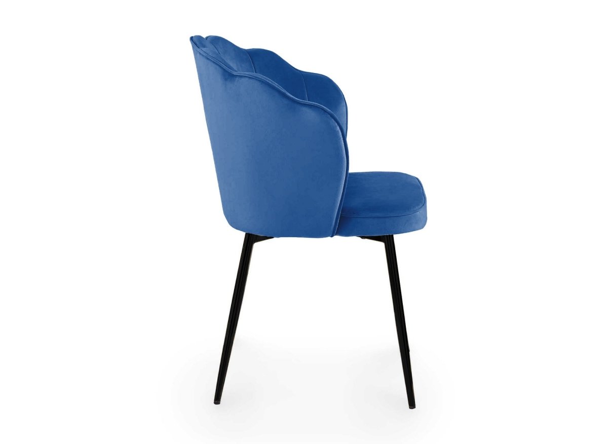 Lot de 2 chaises design en velours bleu pieds noirs GARANCE - DécoInParis