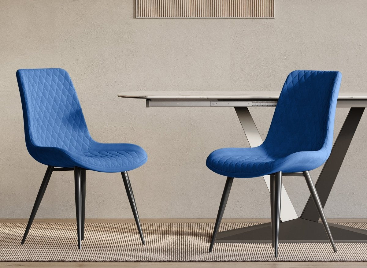 Lot de 2 chaises design en velours bleu YOLA - DécoInParis