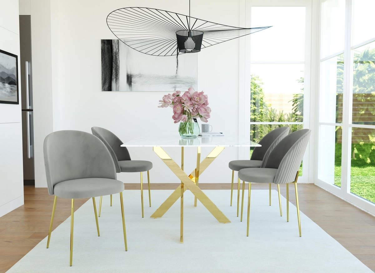 Lot de 2 chaises design en velours gris ARABEL - DécoInParis