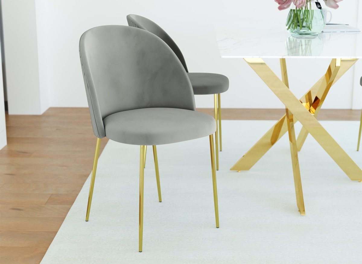 Lot de 2 chaises design en velours gris ARABEL - DécoInParis