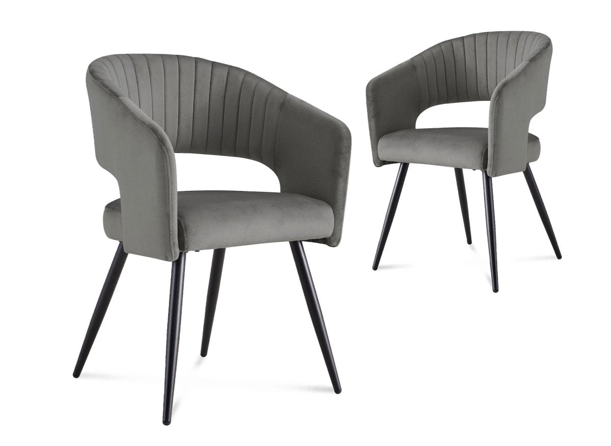 Lot de 2 chaises design en velours gris GLORIA - DécoInParis