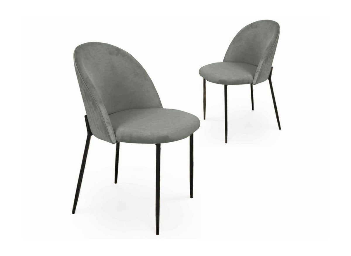 Lot de 2 chaises design en velours gris pieds noirs ARABEL - DécoInParis