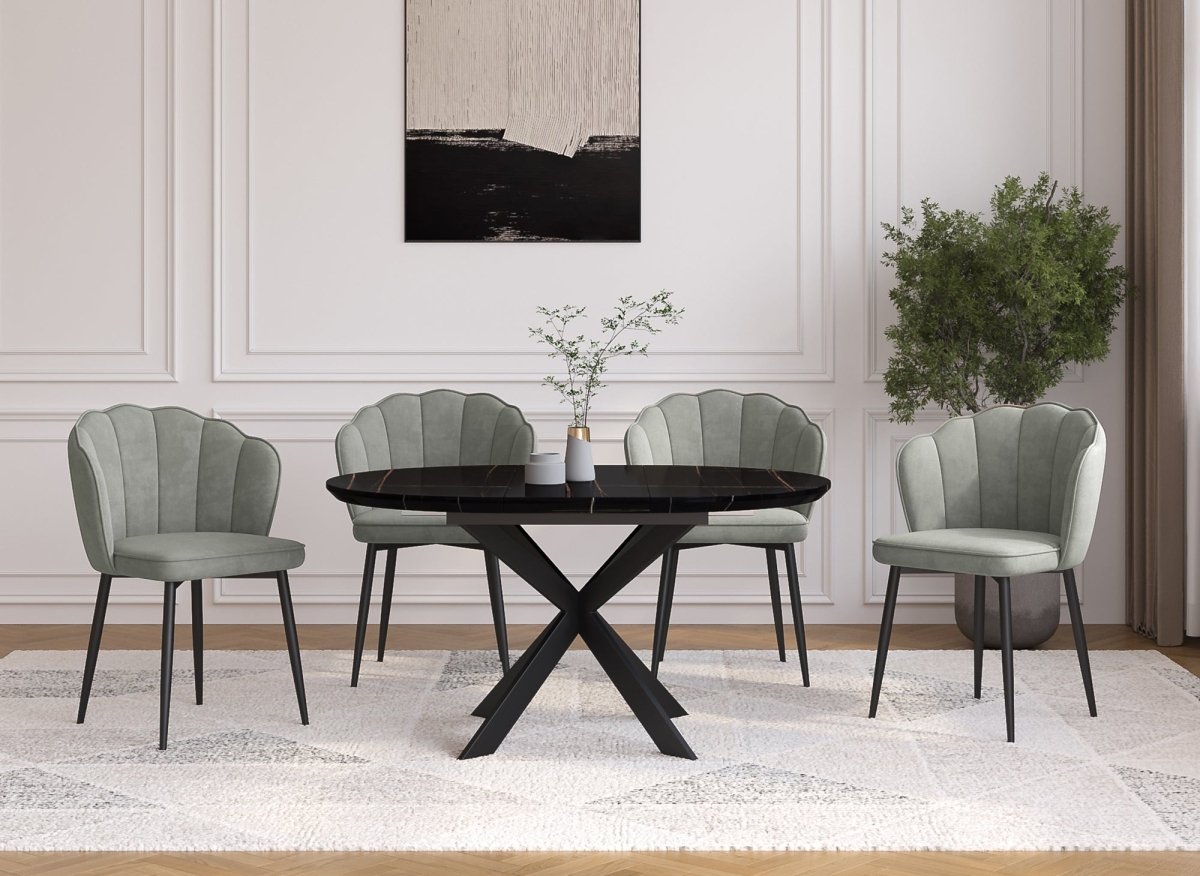 Lot de 2 chaises design en velours gris pieds noirs GARANCE - DécoInParis