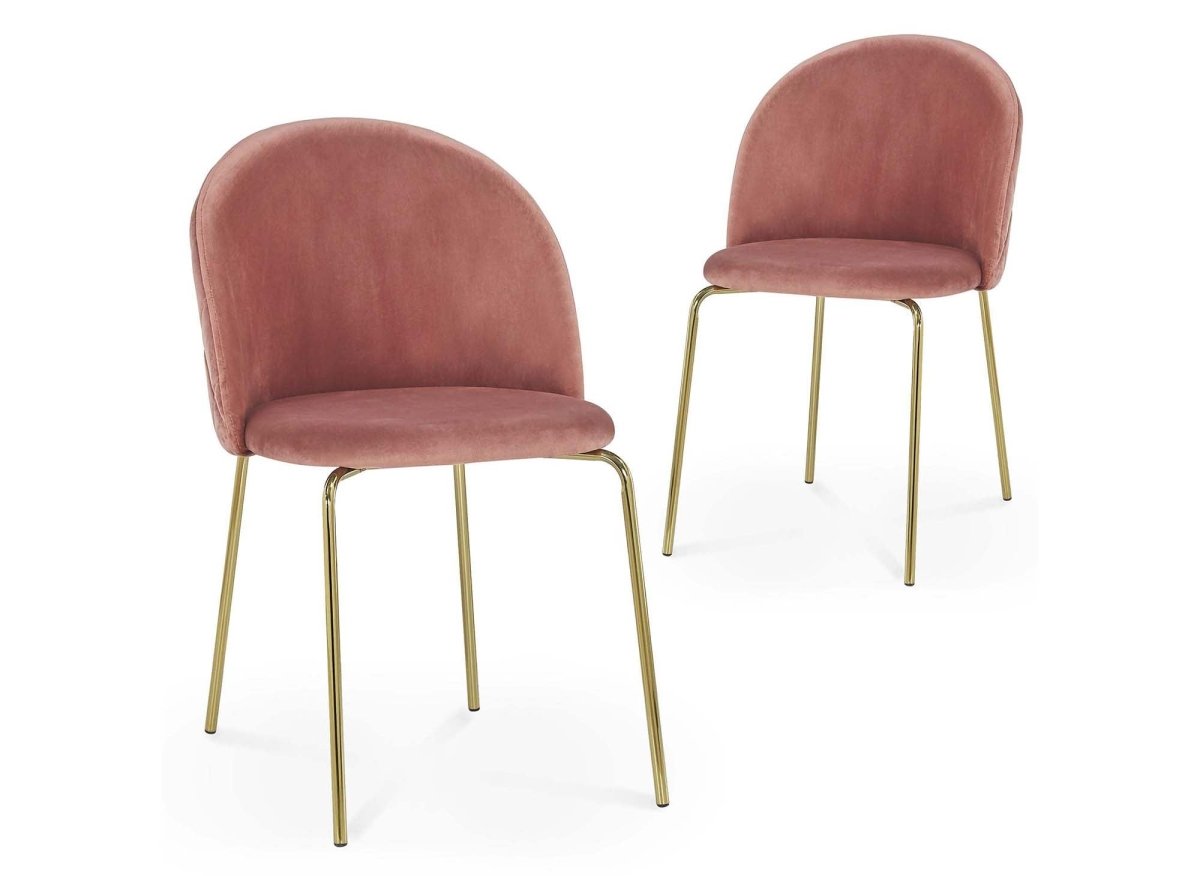 Lot de 2 chaises design en velours rose KENNETH - DécoInParis