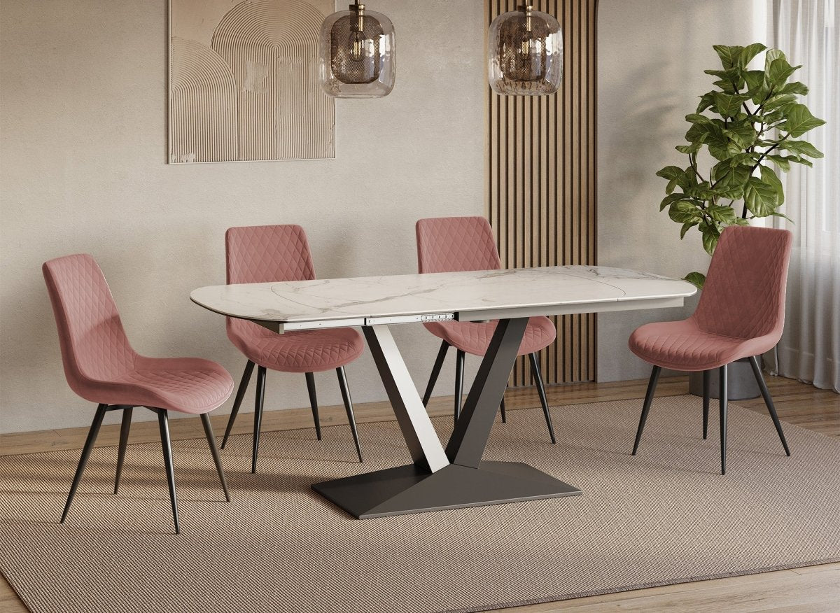 Lot de 2 chaises design en velours rose YOLA - DécoInParis