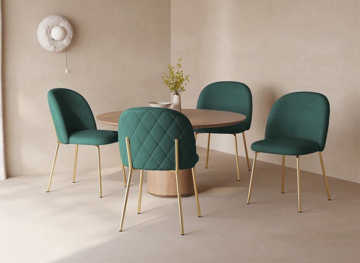 Lot de 2 chaises design en velours vert KENNETH - DécoInParis