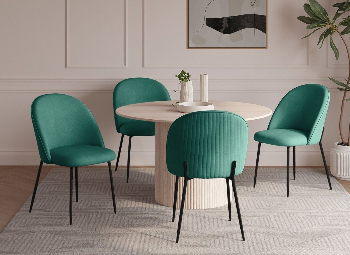 Lot de 2 chaises design en velours vert pieds noirs ARABEL - DécoInParis