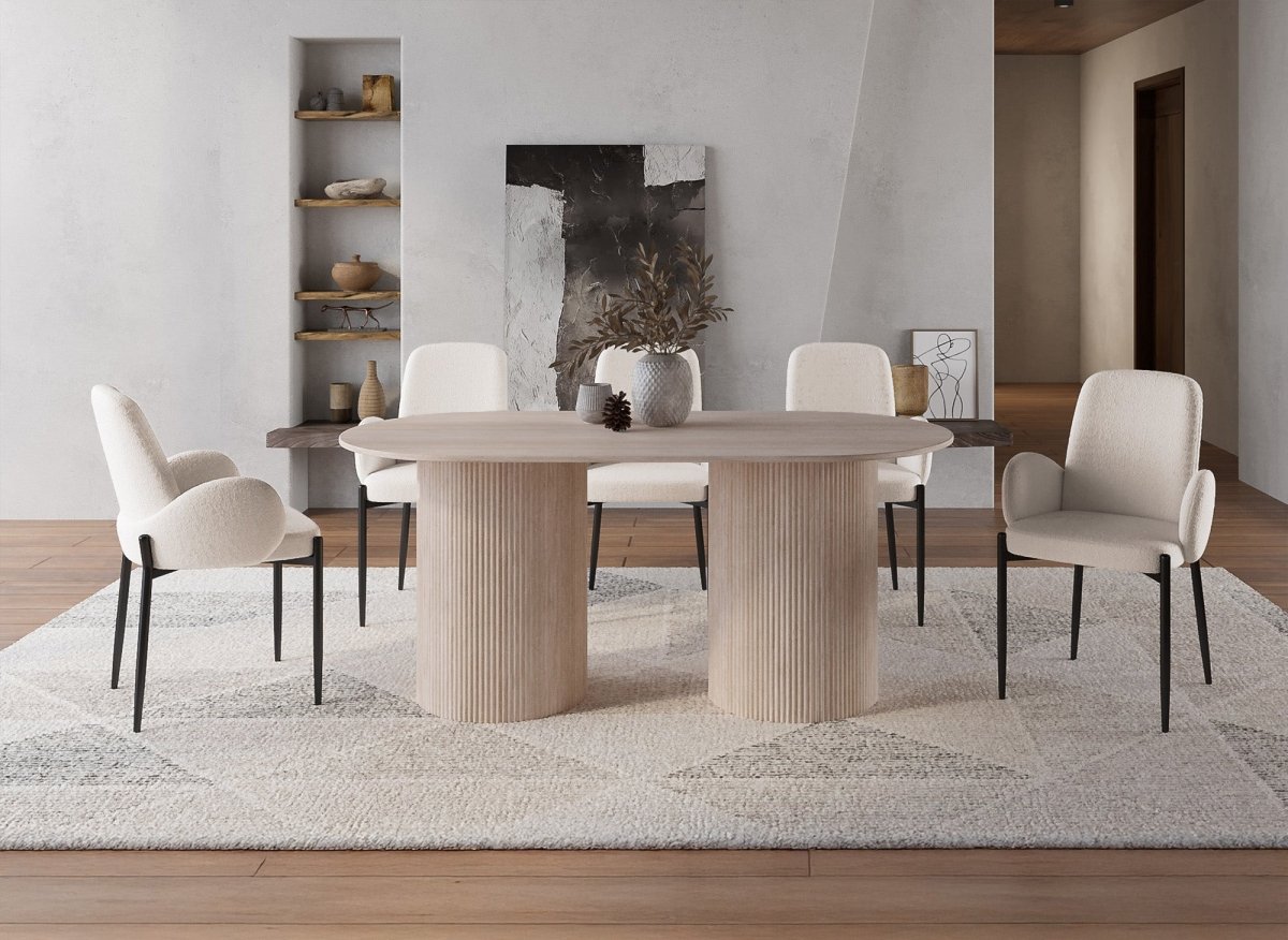 Lot de 2 chaises effet peau de mouton beige KAMILIA - DécoInParis