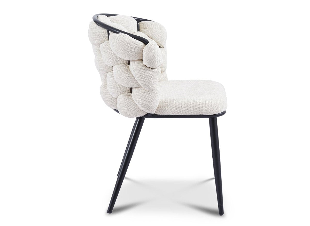 Lot de 2 chaises en tissu beige pieds en métal noir CECILE - DécoInParis