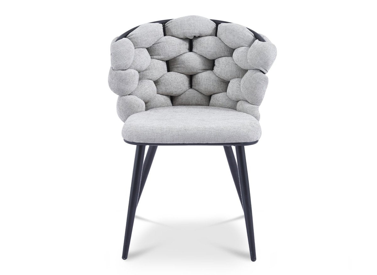 Lot de 2 chaises en tissu gris pieds en métal noir CECILE - DécoInParis