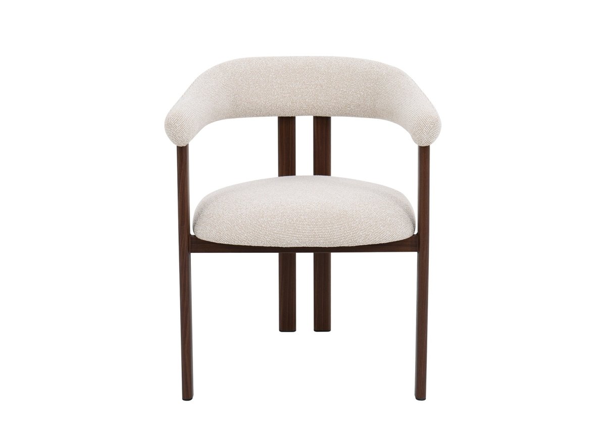 Lot de 2 chaises en tissu texturé écru pieds en métal marron ADRIANA - DécoInParis