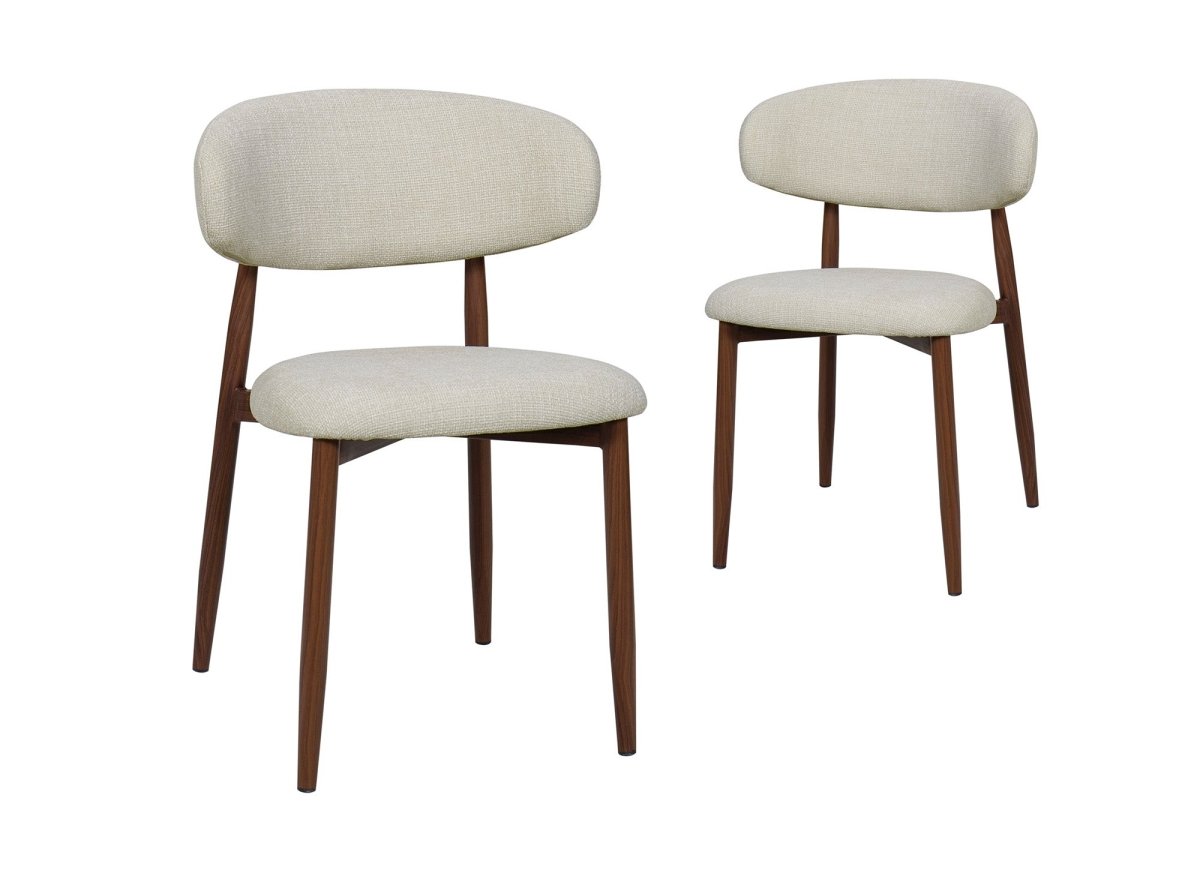 Lot de 2 chaises en tweed écru pieds en métal marron FLAVIA - DécoInParis