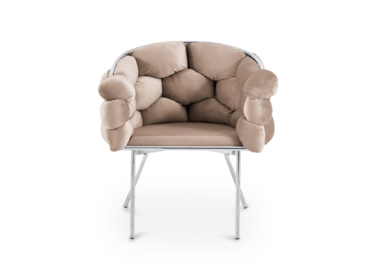 Lot de 2 chaises en velours beige pieds en métal argenté CHARLOTTE - DécoInParis